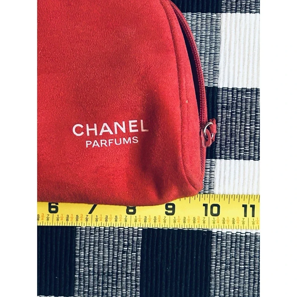 CHANEL Beauty Cosmetic Makeup Bag Pouch Clutch (RED and White) 10